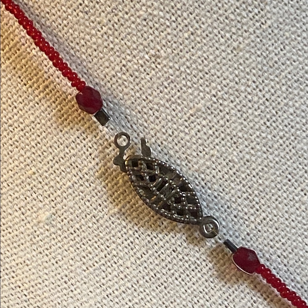 Vintage Ruby Red Beaded Necklace